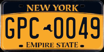 NY license plate GPC0049