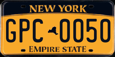 NY license plate GPC0050