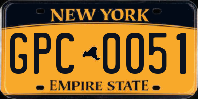NY license plate GPC0051