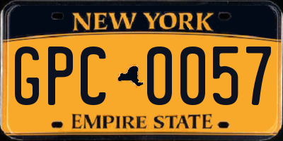 NY license plate GPC0057
