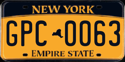 NY license plate GPC0063
