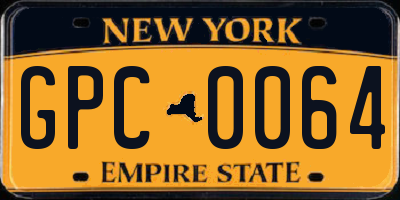 NY license plate GPC0064