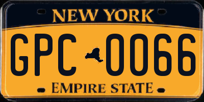 NY license plate GPC0066
