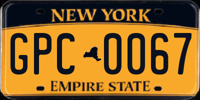 NY license plate GPC0067