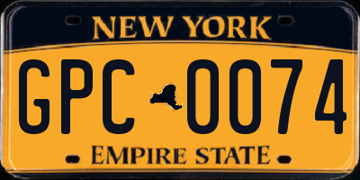 NY license plate GPC0074