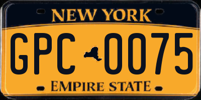 NY license plate GPC0075