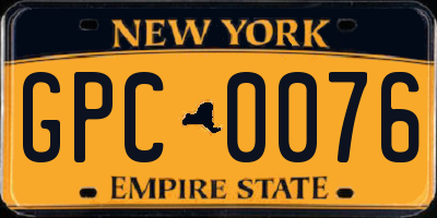 NY license plate GPC0076