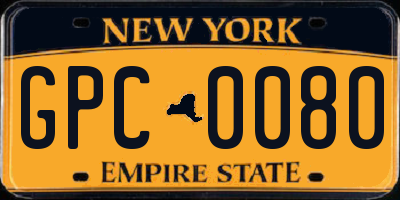 NY license plate GPC0080