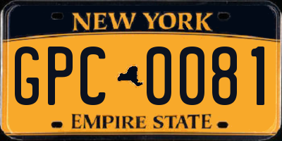 NY license plate GPC0081