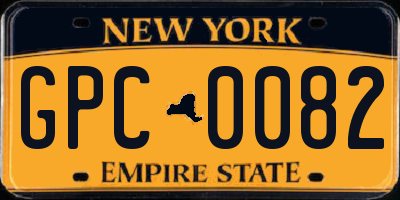 NY license plate GPC0082