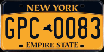 NY license plate GPC0083
