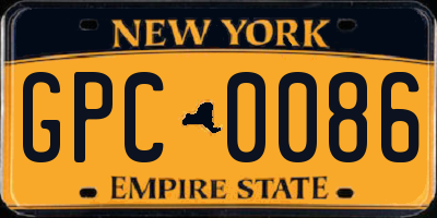 NY license plate GPC0086