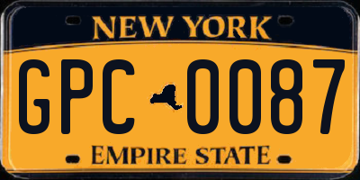 NY license plate GPC0087