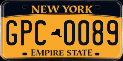 NY license plate GPC0089