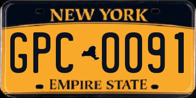 NY license plate GPC0091