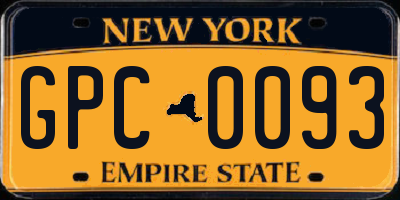 NY license plate GPC0093