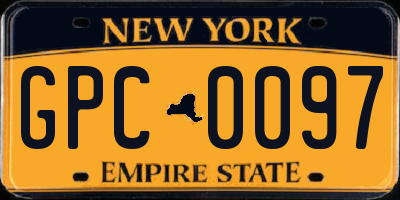 NY license plate GPC0097