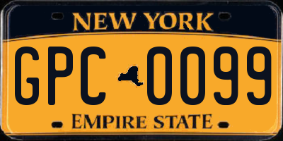 NY license plate GPC0099