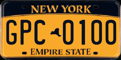 NY license plate GPC0100