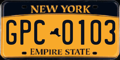 NY license plate GPC0103