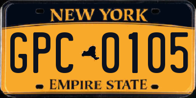 NY license plate GPC0105