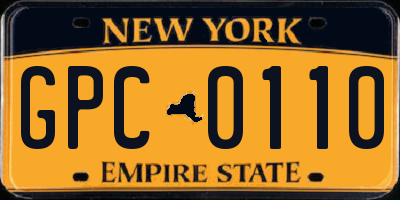 NY license plate GPC0110