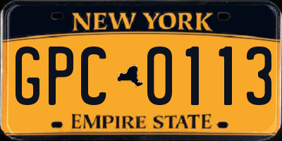 NY license plate GPC0113