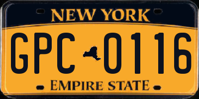 NY license plate GPC0116