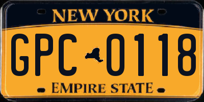 NY license plate GPC0118