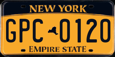 NY license plate GPC0120