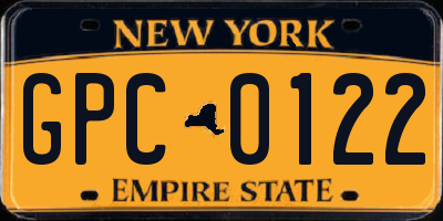 NY license plate GPC0122
