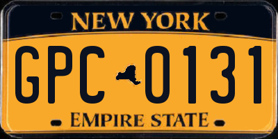 NY license plate GPC0131