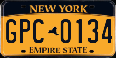 NY license plate GPC0134