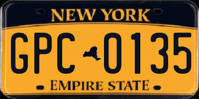 NY license plate GPC0135