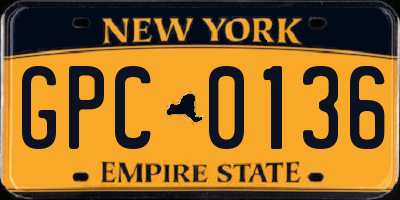 NY license plate GPC0136