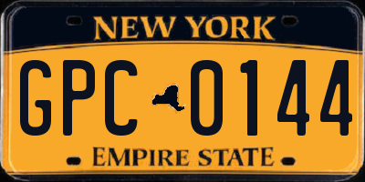 NY license plate GPC0144