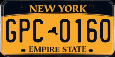 NY license plate GPC0160