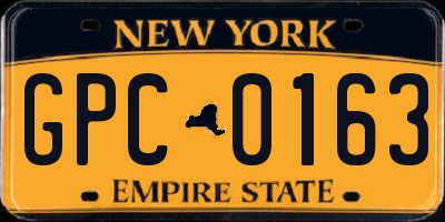 NY license plate GPC0163