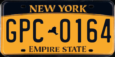 NY license plate GPC0164