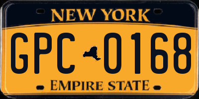 NY license plate GPC0168
