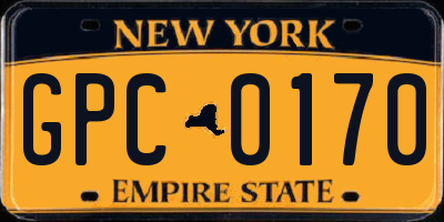NY license plate GPC0170