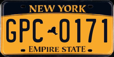NY license plate GPC0171