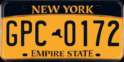 NY license plate GPC0172