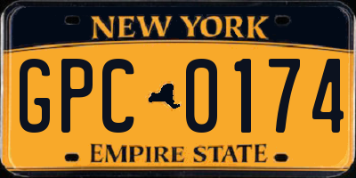 NY license plate GPC0174