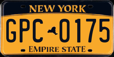 NY license plate GPC0175
