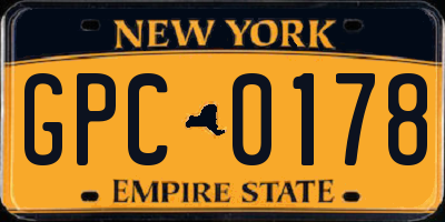 NY license plate GPC0178