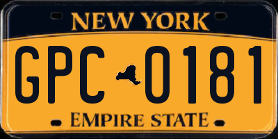 NY license plate GPC0181