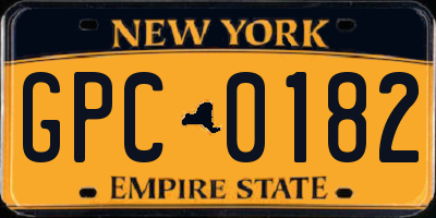 NY license plate GPC0182
