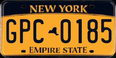 NY license plate GPC0185