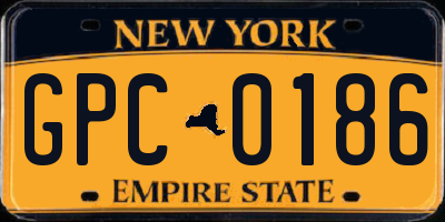NY license plate GPC0186
